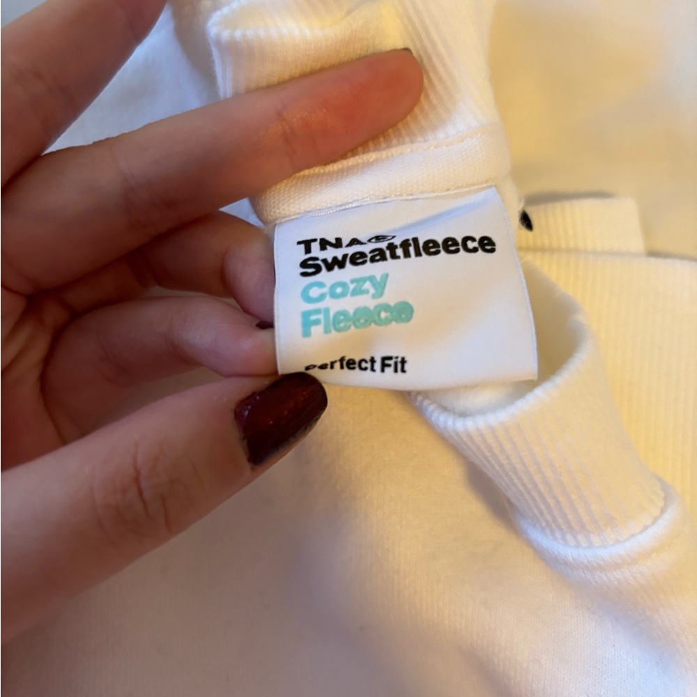 Aritzia TNA Cozy Fleece Sweatshirt white